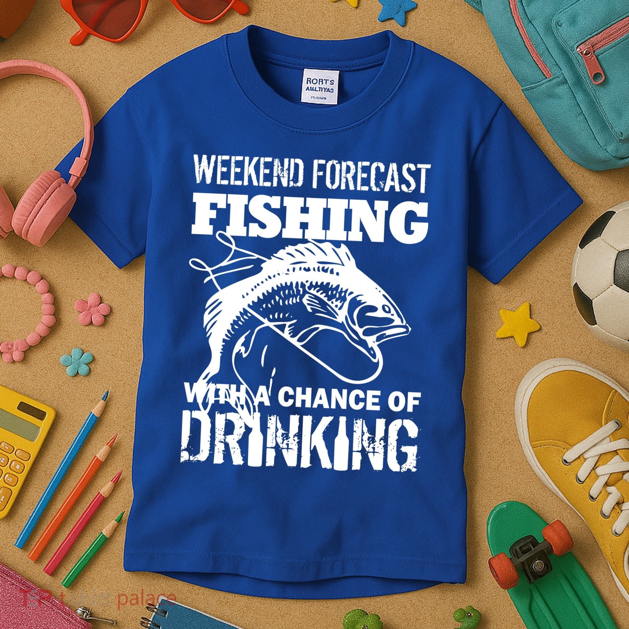 Weekend Forecast Fishing With A Chance Of Drinking Kids T-Shirt