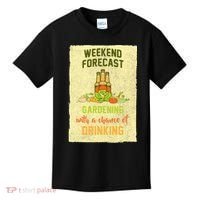 Weekend Forecast Gardening With A Chance Of Drinking Kids T-Shirt thumb 0