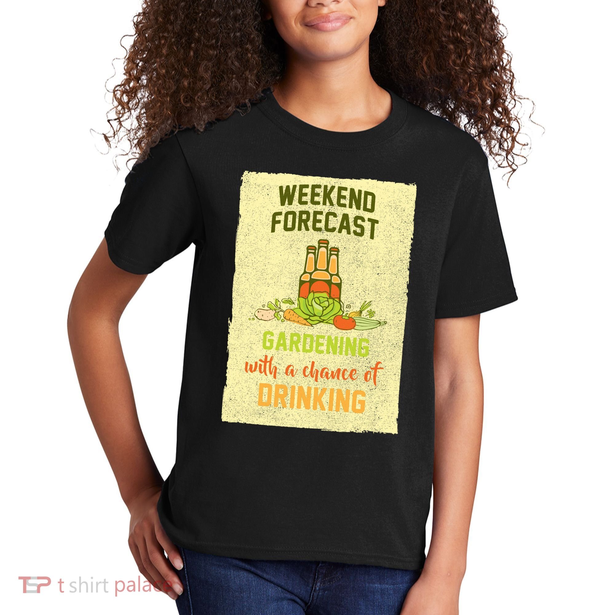 Weekend Forecast Gardening With A Chance Of Drinking Kids T-Shirt