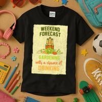 Weekend Forecast Gardening With A Chance Of Drinking Kids T-Shirt thumb 3