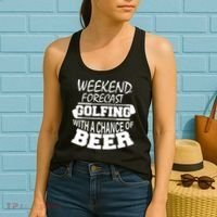 Weekend Forecast Golfing With A Side Of Beer Women's Tank Top thumb 2