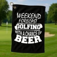 Weekend Forecast Golfing With A Side Of Beer Golf Towel thumb 1