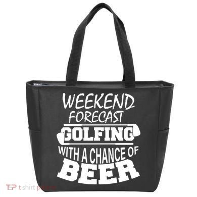 Weekend Forecast Golfing With A Side Of Beer Tote Bag