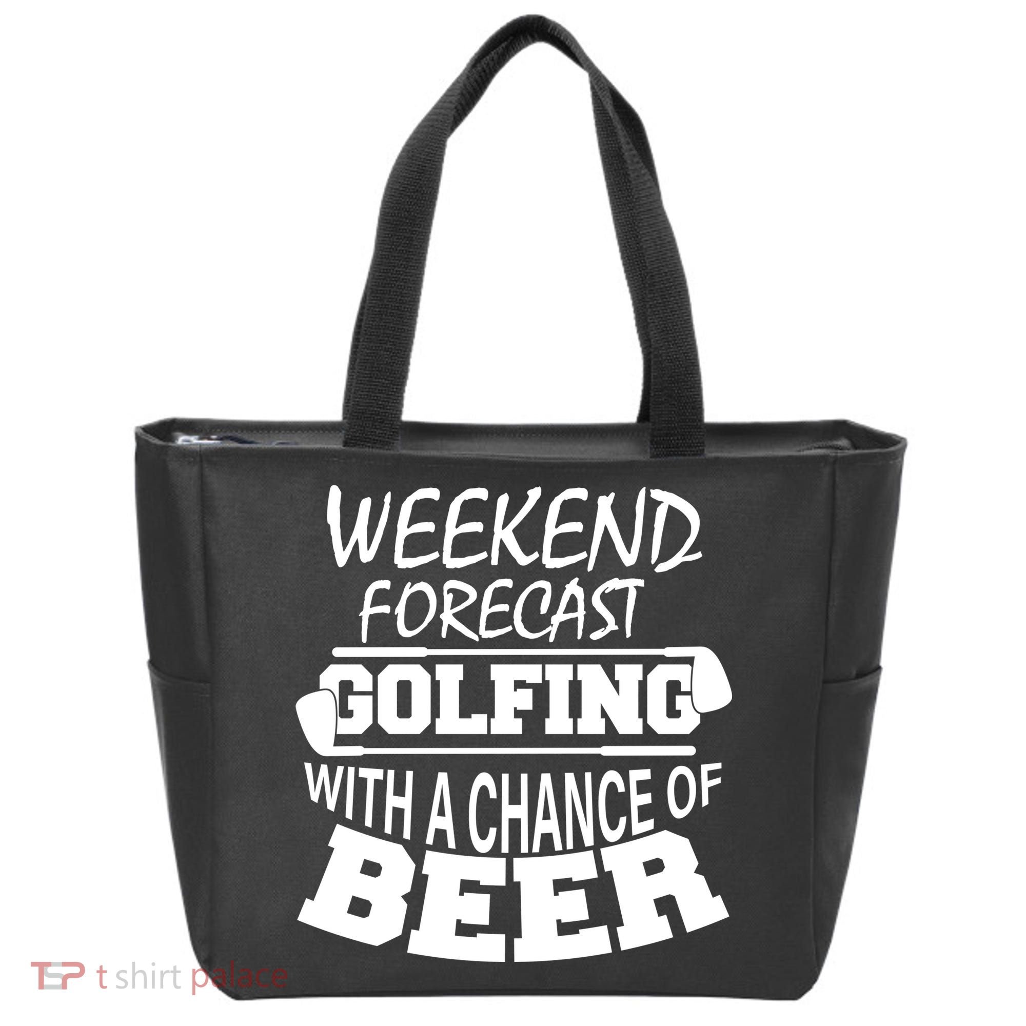 Weekend Forecast Golfing With A Side Of Beer Tote Bag