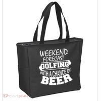 Weekend Forecast Golfing With A Side Of Beer Tote Bag thumb 2