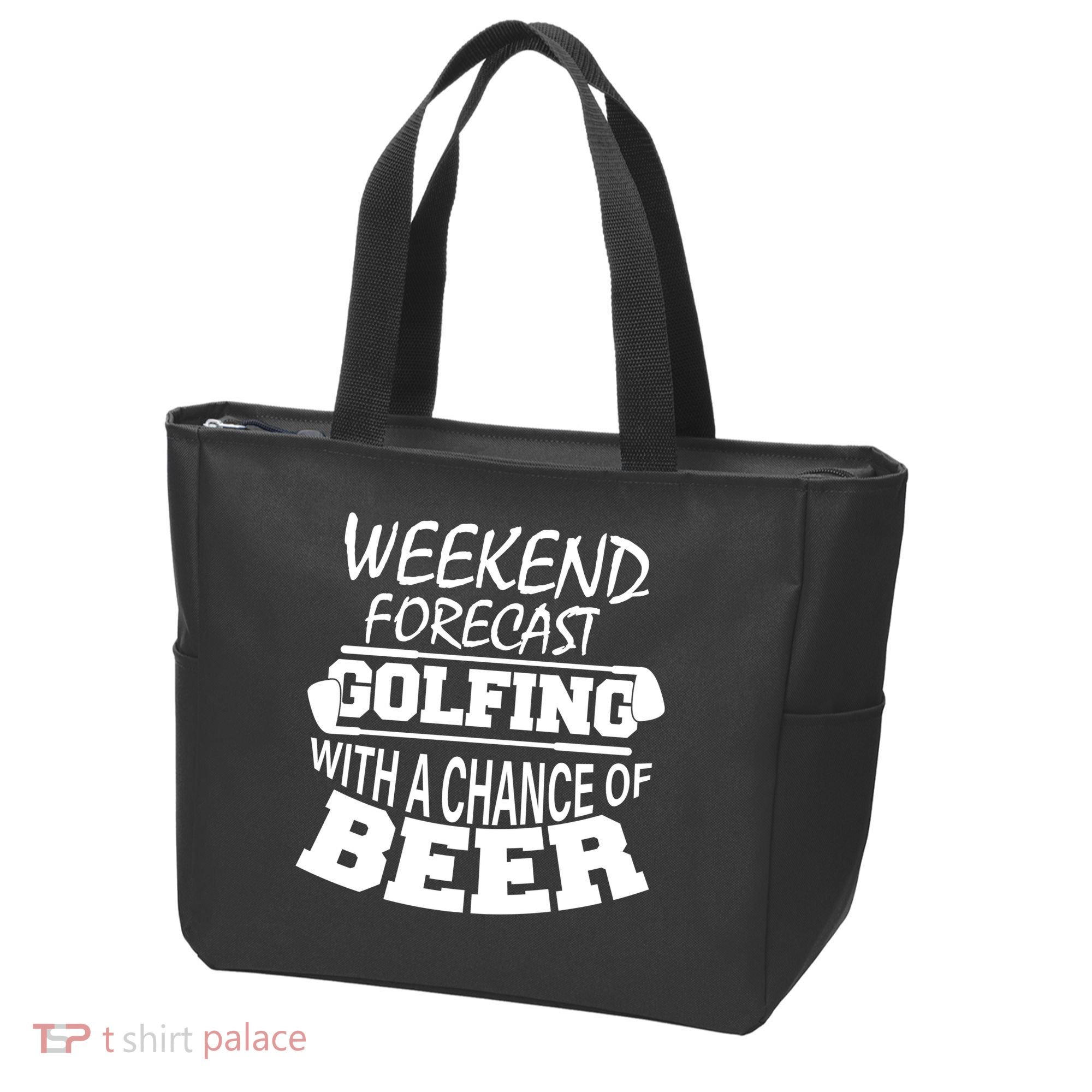Weekend Forecast Golfing With A Side Of Beer Tote Bag