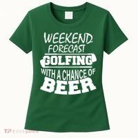 Weekend Forecast Golfing With A Side Of Beer Women's T-Shirt thumb 0