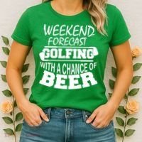 Weekend Forecast Golfing With A Side Of Beer Women's T-Shirt thumb 2