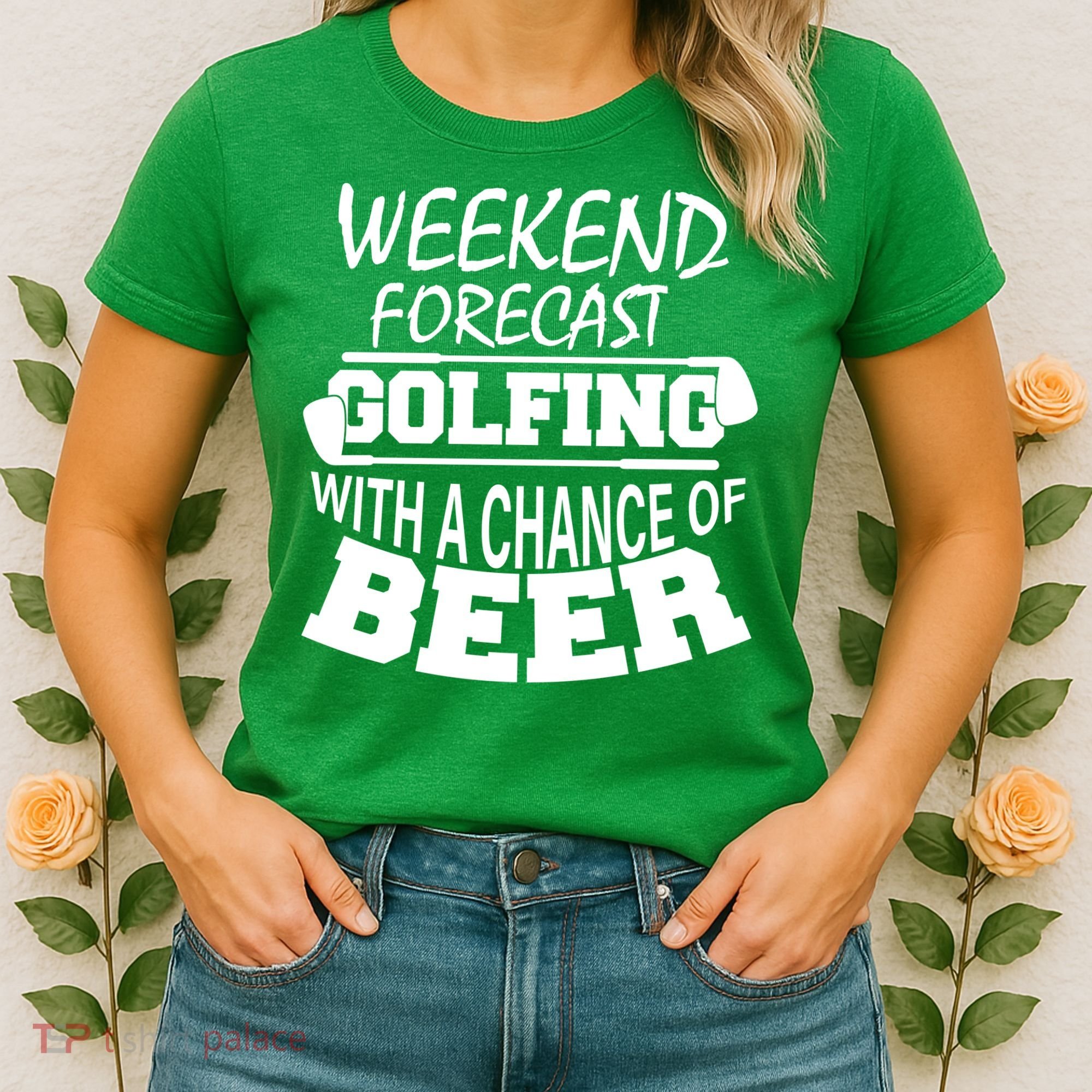 Weekend Forecast Golfing With A Side Of Beer Women's T-Shirt