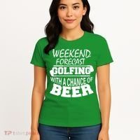 Weekend Forecast Golfing With A Side Of Beer Women's T-Shirt thumb 4