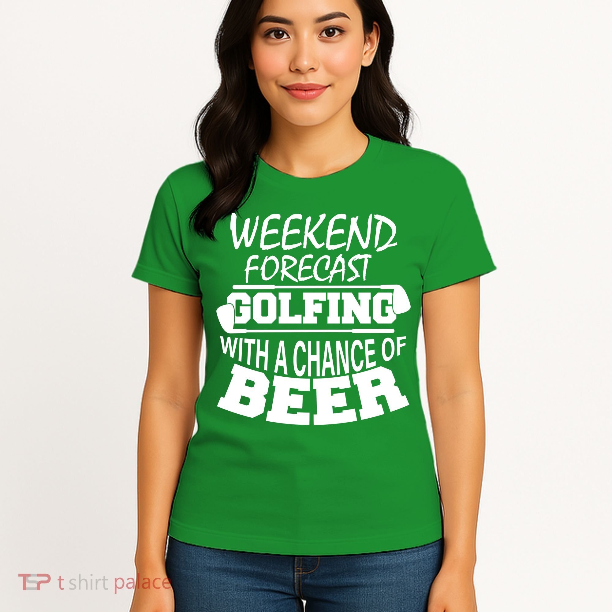 Weekend Forecast Golfing With A Side Of Beer Women's T-Shirt