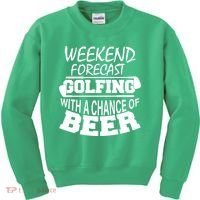 Weekend Forecast Golfing With A Side Of Beer Kids Sweatshirt thumb 0