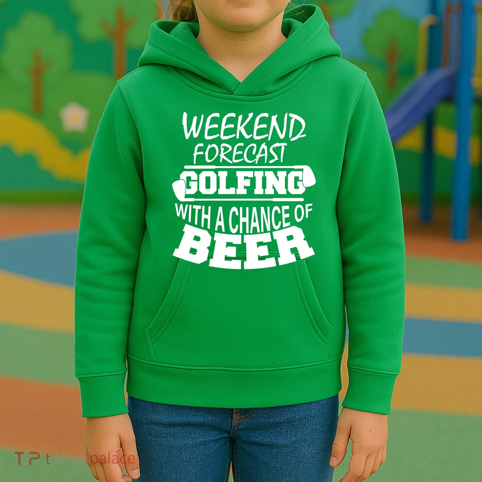 Weekend Forecast Golfing With A Side Of Beer Kids Hoodie