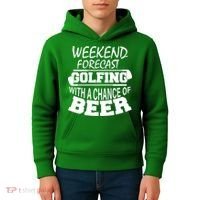 Weekend Forecast Golfing With A Side Of Beer Kids Hoodie thumb 4