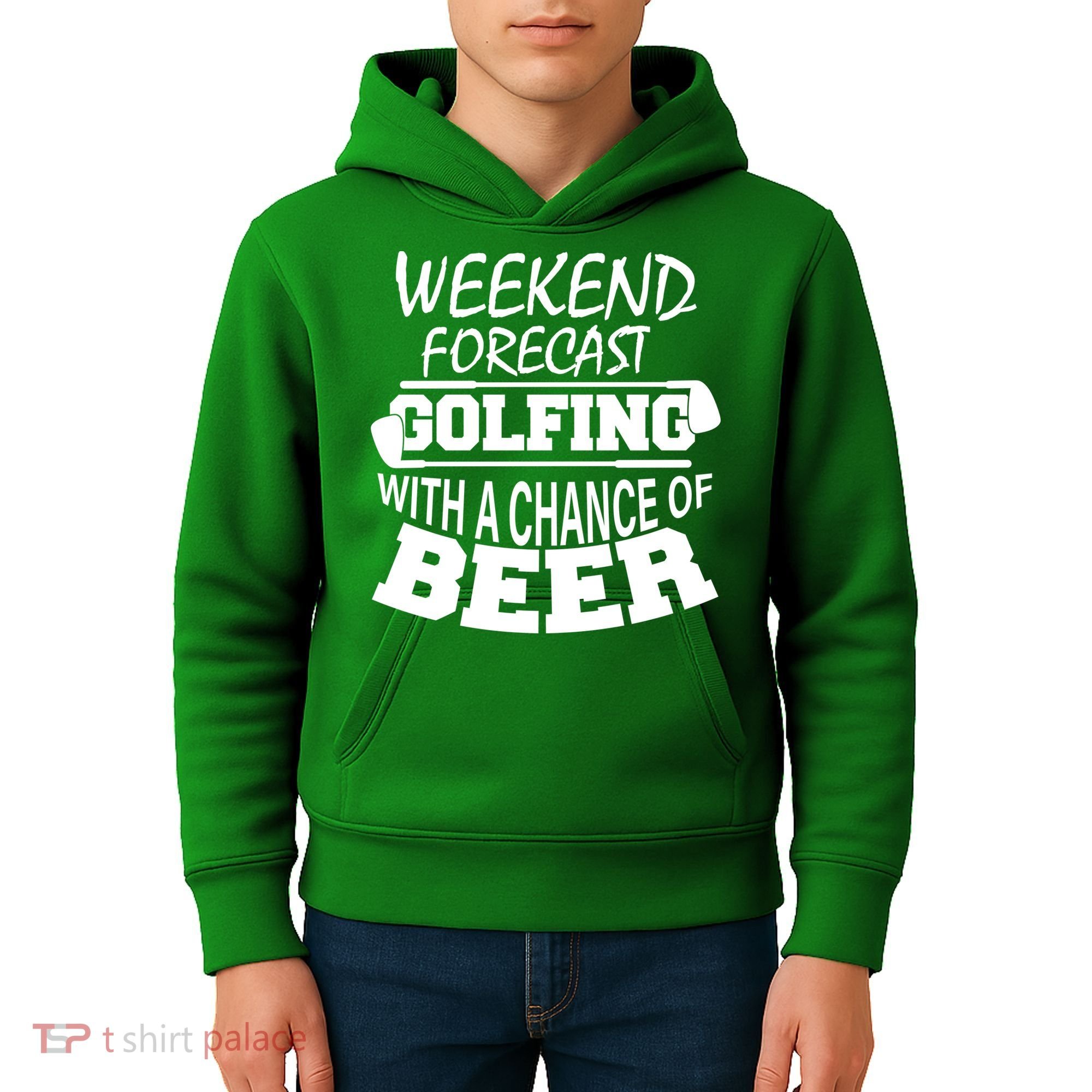 Weekend Forecast Golfing With A Side Of Beer Kids Hoodie