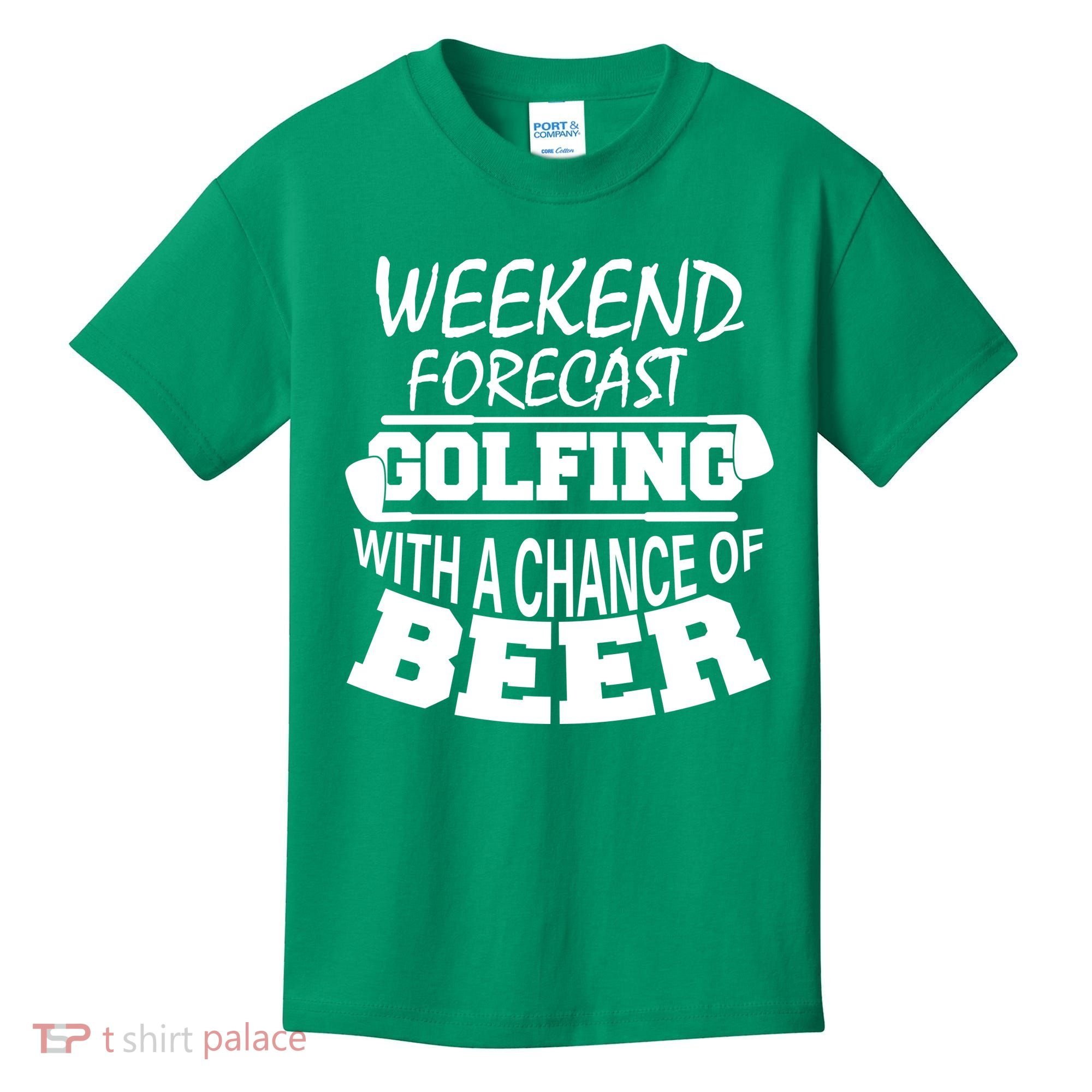 Weekend Forecast Golfing With A Side Of Beer Kids T-Shirt