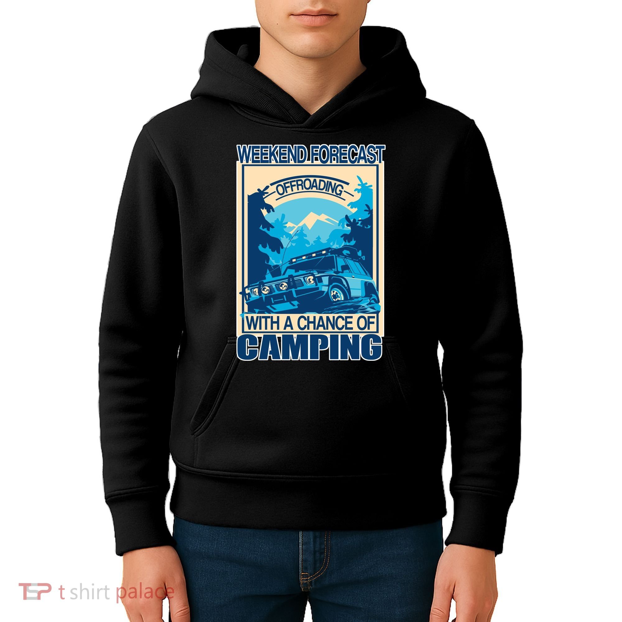 Weekend Forecast Offroading Chance Of Camping Kids Hoodie