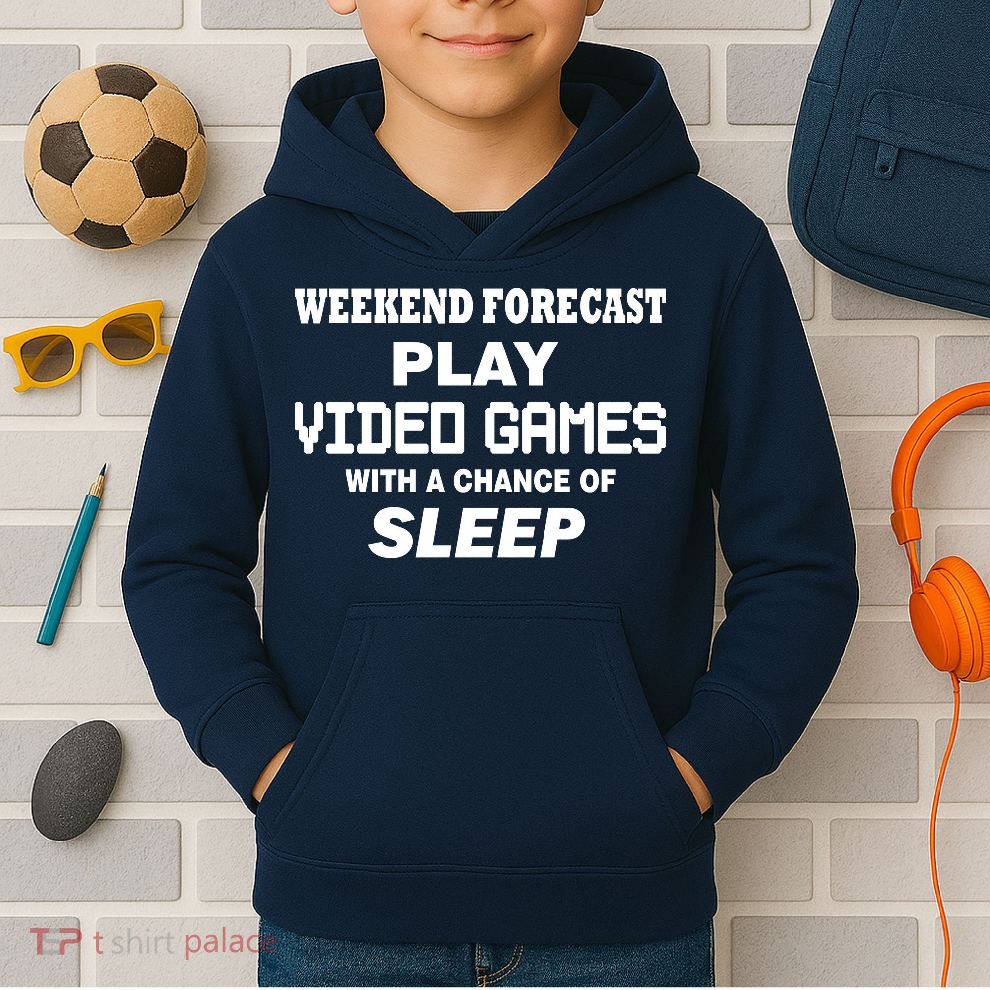 Weekend Forecast Play Video Games Kids Hoodie