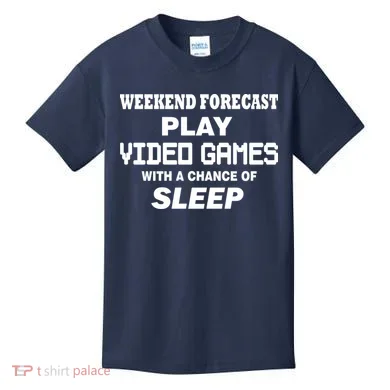 Weekend Forecast Play Video Games Kids T-Shirt