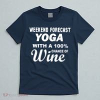 Weekend Forecast Yoga With A 100% Chance of Wine T-Shirt thumb 5