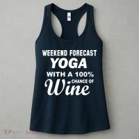 Weekend Forecast Yoga With A 100% Chance of Wine Women's Tank Top thumb 3