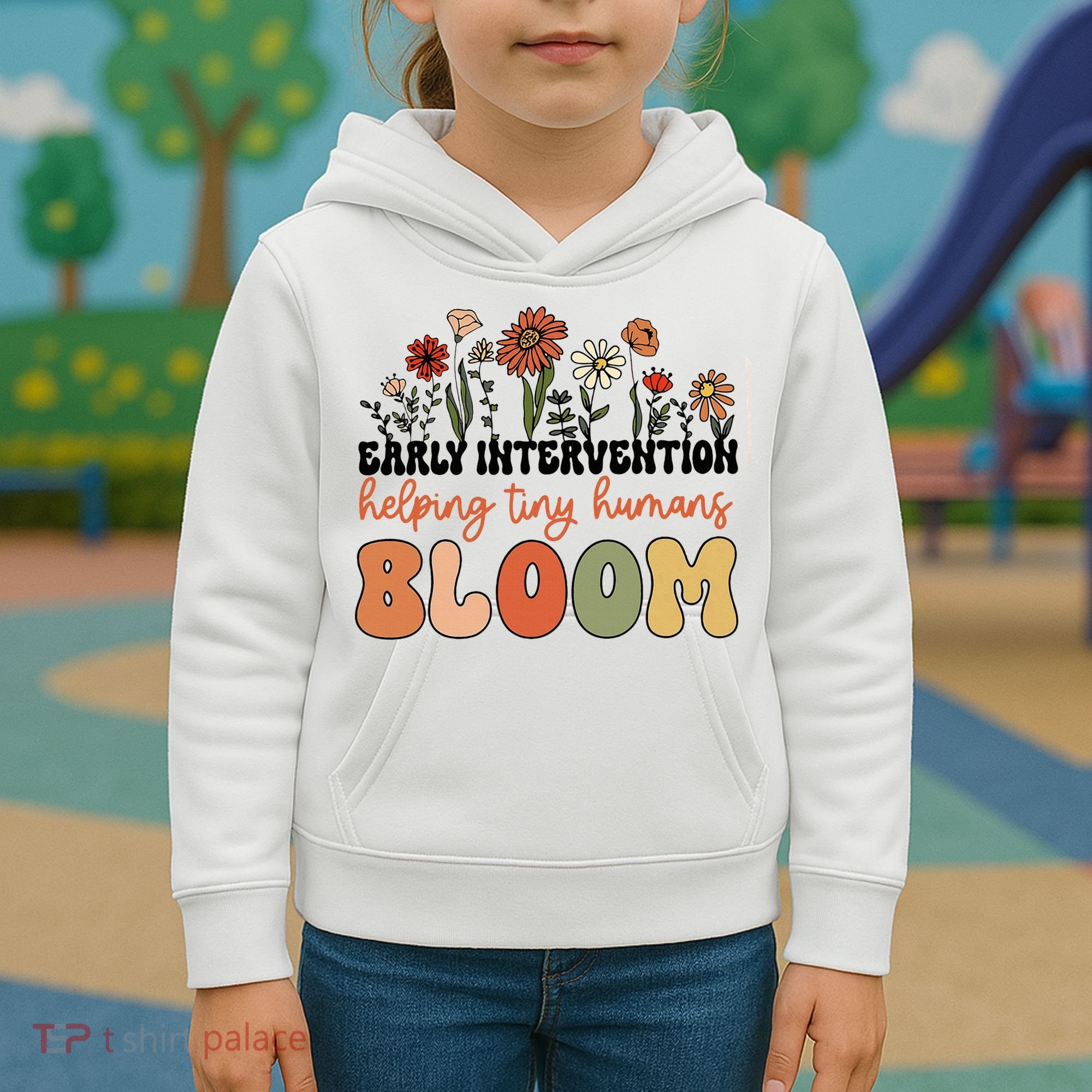 Wildflower Early Intervention Helping Tiny Human Bloom Kids Hoodie