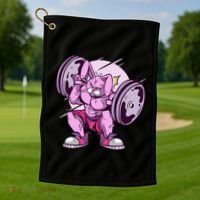 Weightlifting Rabbit Golf Towel thumb 1