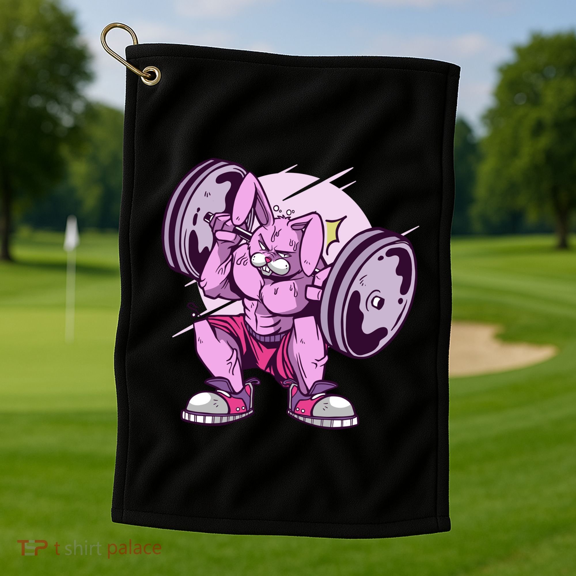 Weightlifting Rabbit Golf Towel