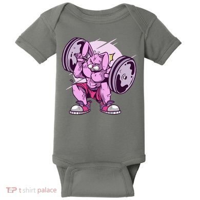 Weightlifting Rabbit Baby Bodysuit