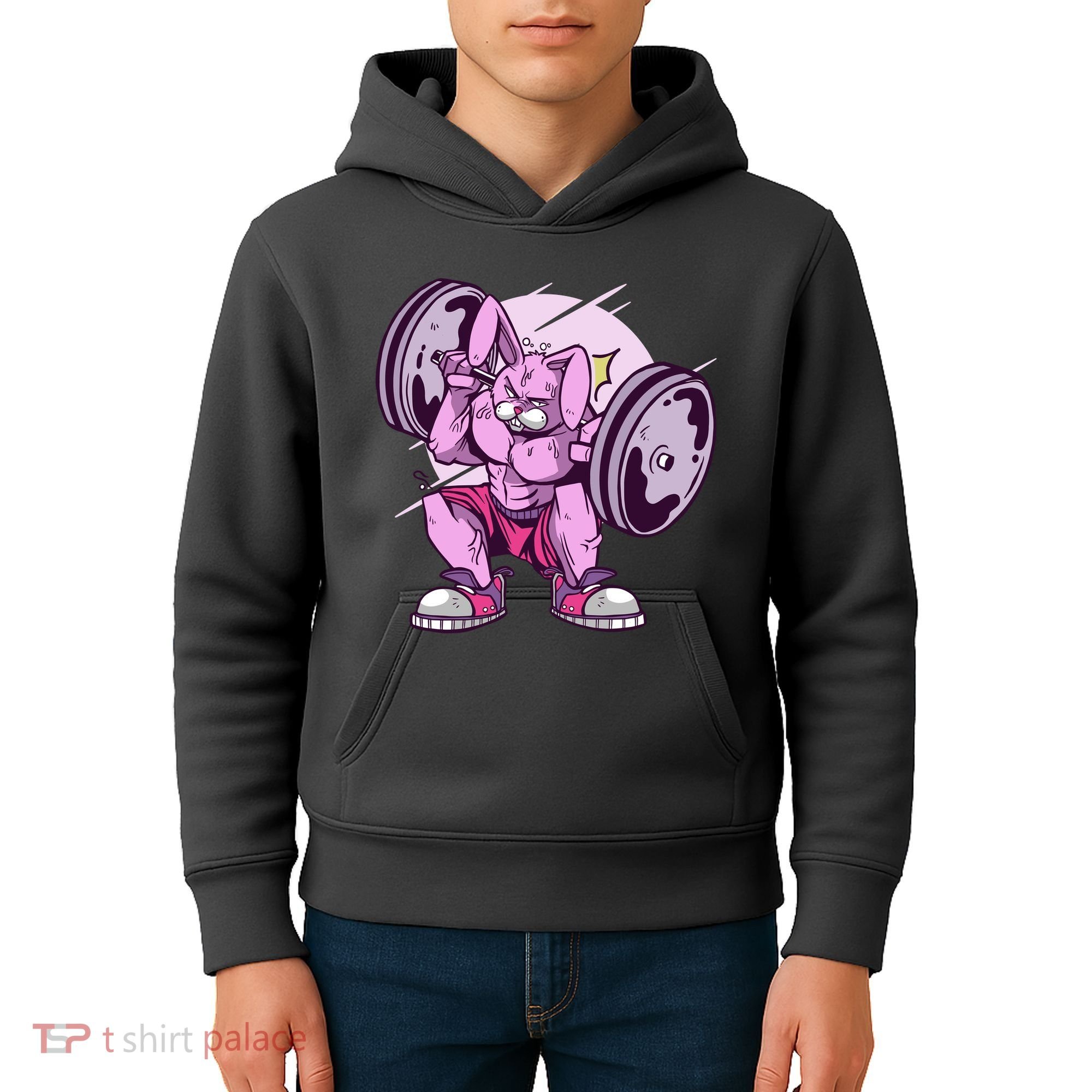 Weightlifting Rabbit Kids Hoodie
