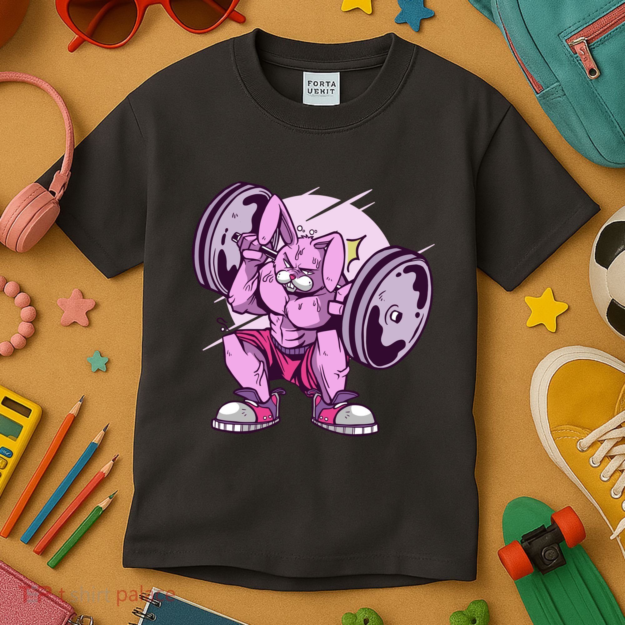 Weightlifting Rabbit Kids T-Shirt