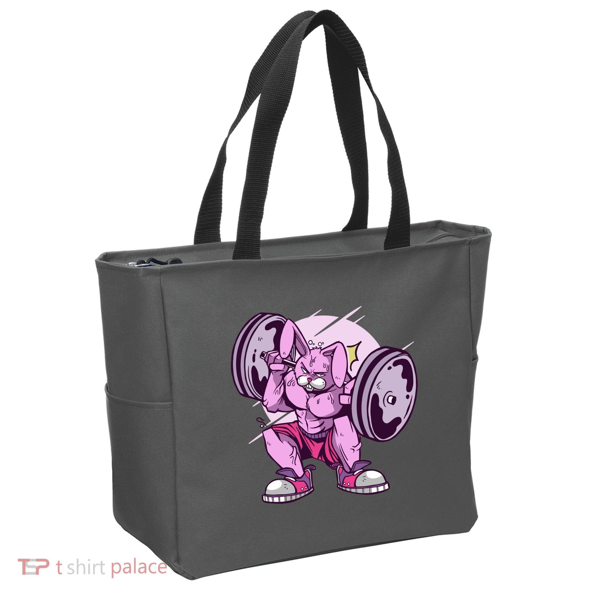 Weightlifting Rabbit Tote Bag