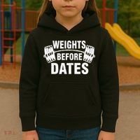 Weights Before Dates Motivation Kids Hoodie thumb 3