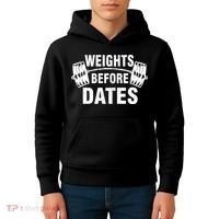Weights Before Dates Motivation Kids Hoodie thumb 4
