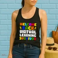 Welcome Back To School Virtual Learning Survivor Women's Tank Top thumb 2