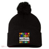Welcome Back To School Virtual Learning Survivor Pom Pom 12in Knit Beanie thumb 0