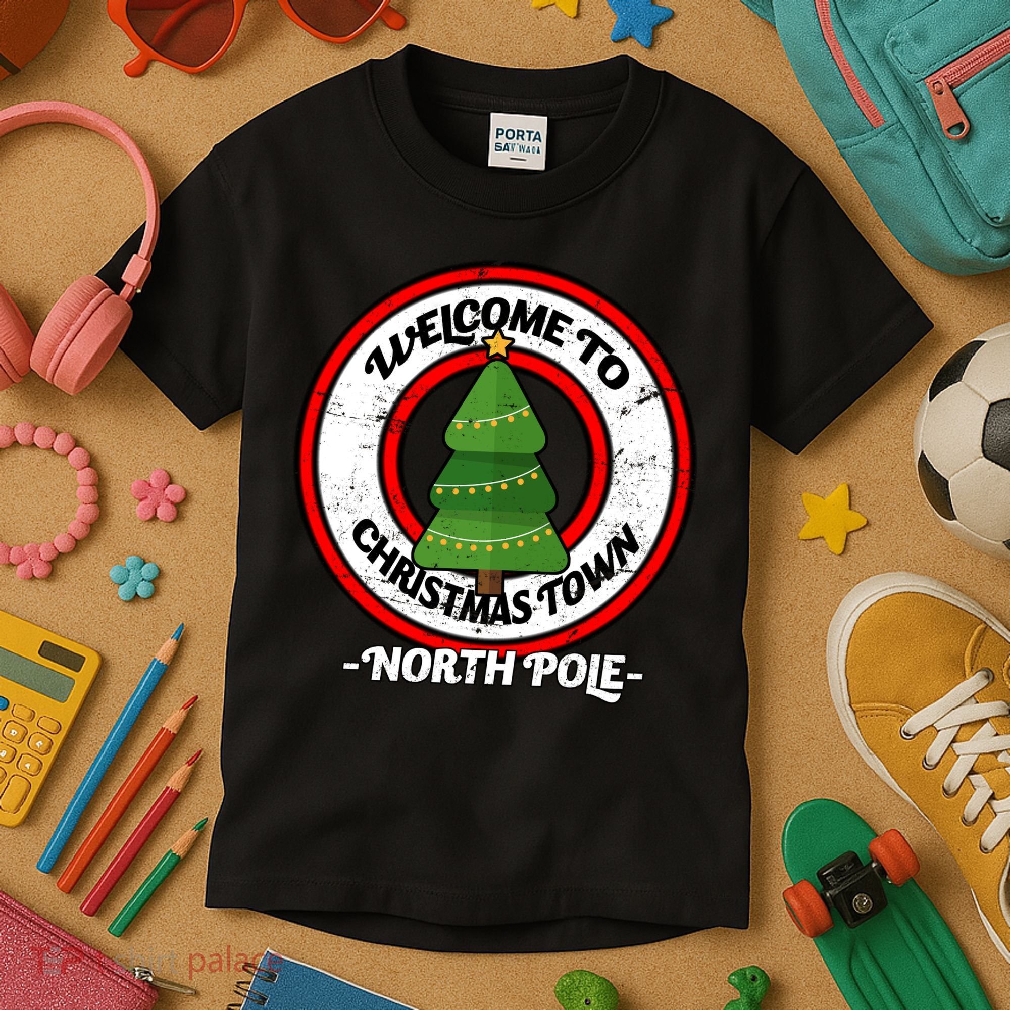 Welcome To Christmas Town North Pole Kids T-Shirt