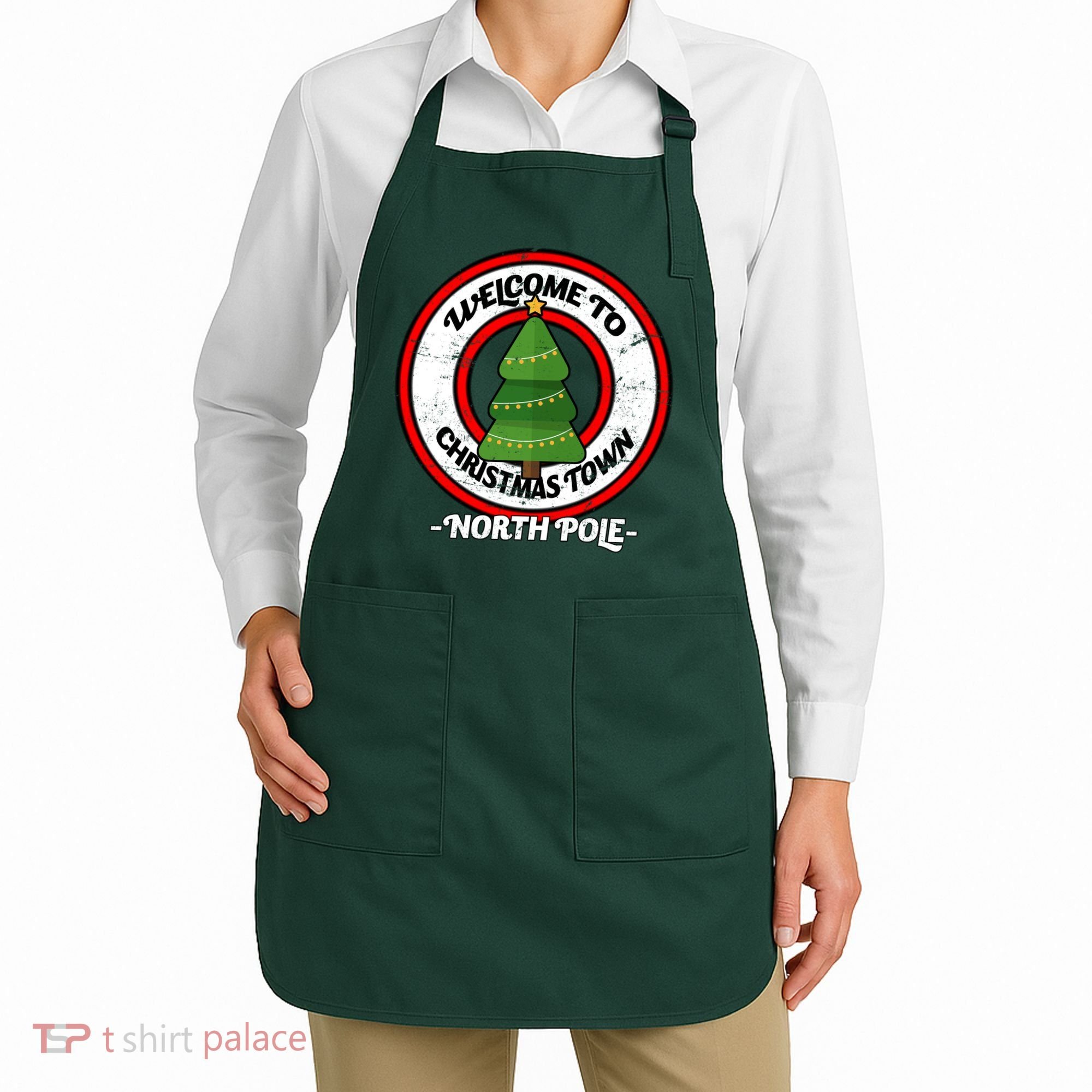Welcome To Christmas Town North Pole Apron