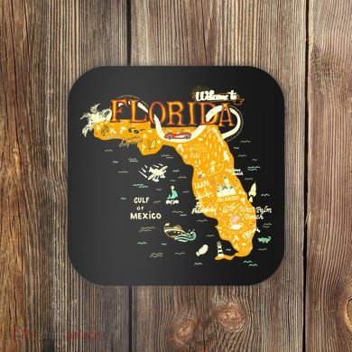 Welcome To Florida Cool Tourist Map Coaster