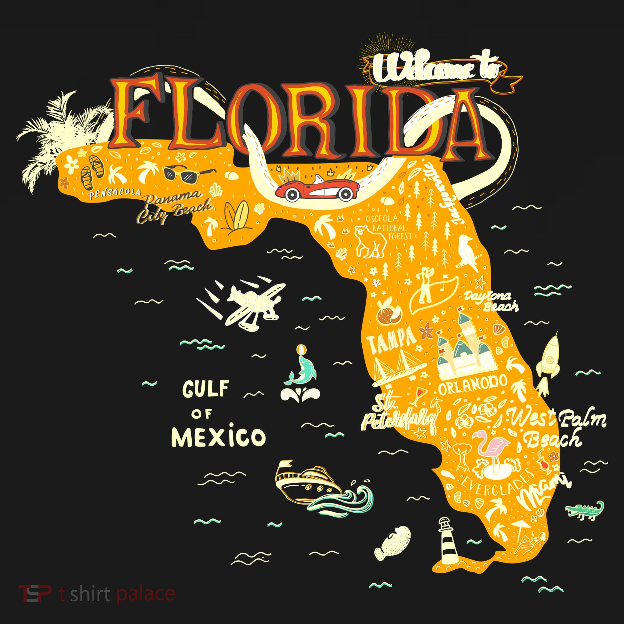 Welcome To Florida Cool Tourist Map Toddler Hoodie