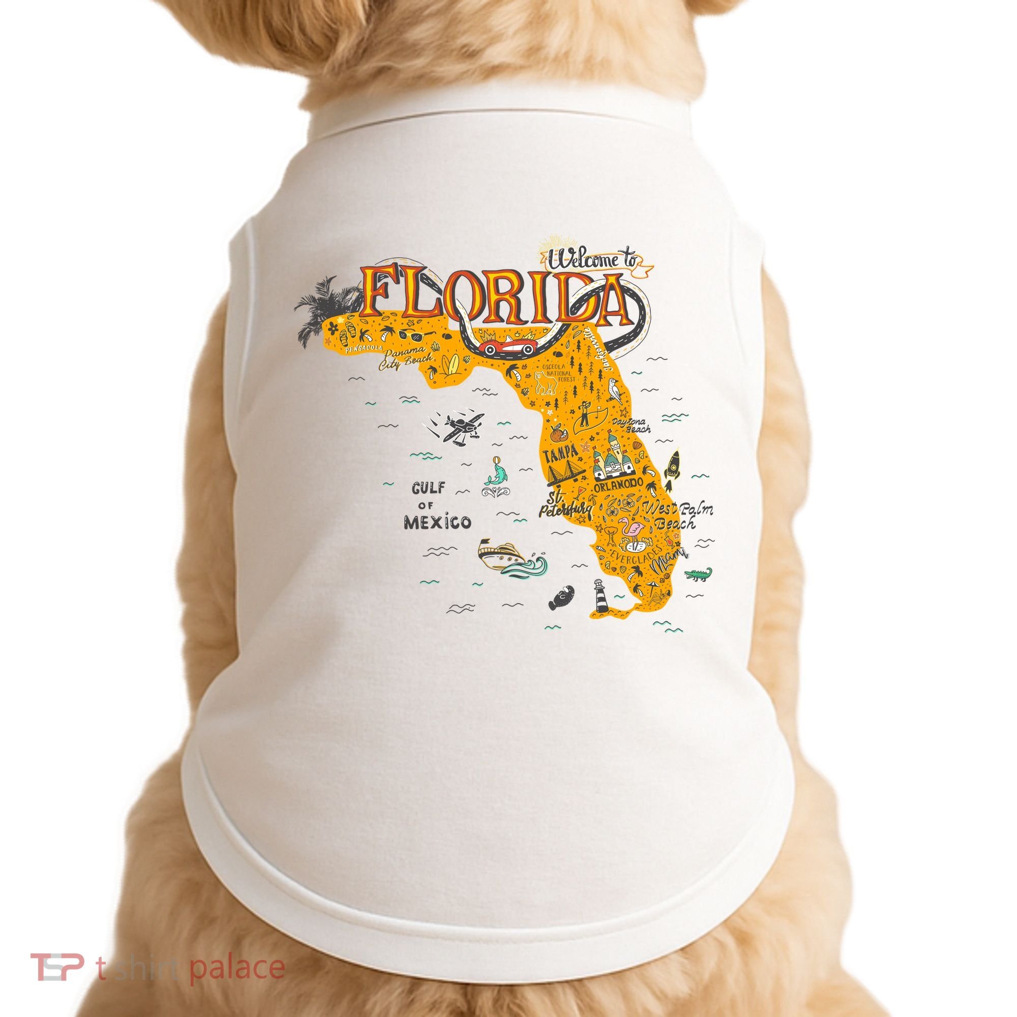 Welcome To Florida Cool Tourist Map Doggie Tank