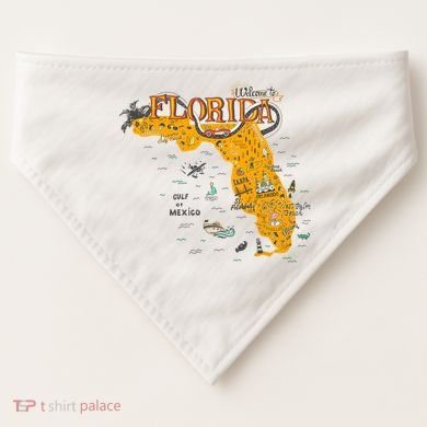 Welcome To Florida Cool Tourist Map USA-Made Doggie Bandana