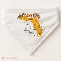 Welcome To Florida Cool Tourist Map USA-Made Doggie Bandana thumb 0