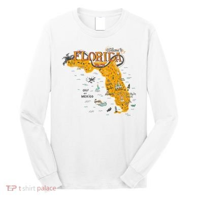 Welcome To Florida Cool Tourist Map Long Sleeve Shirt
