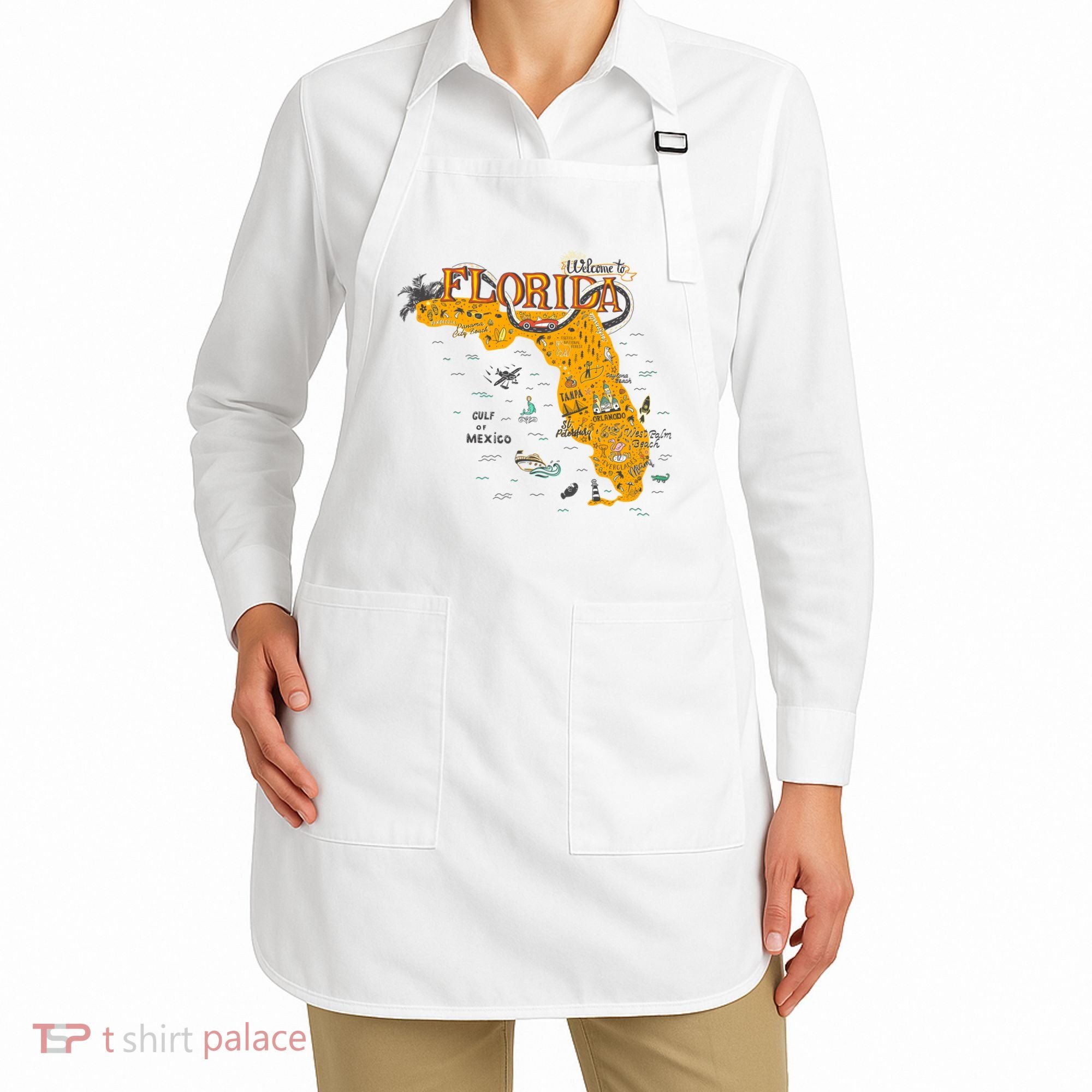 Welcome To Florida Cool Tourist Map Apron