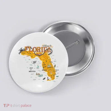 Welcome To Florida Cool Tourist Map Button