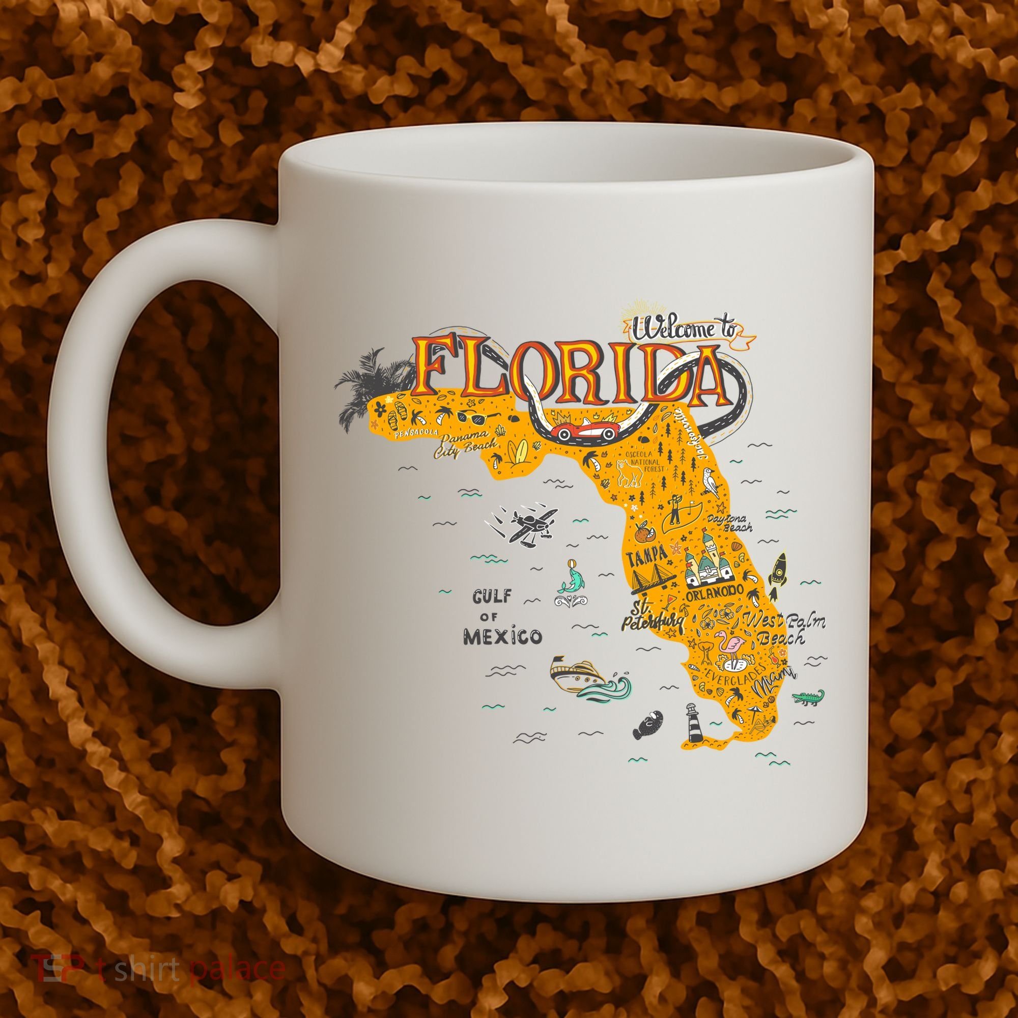 Welcome To Florida Cool Tourist Map Coffee Mug