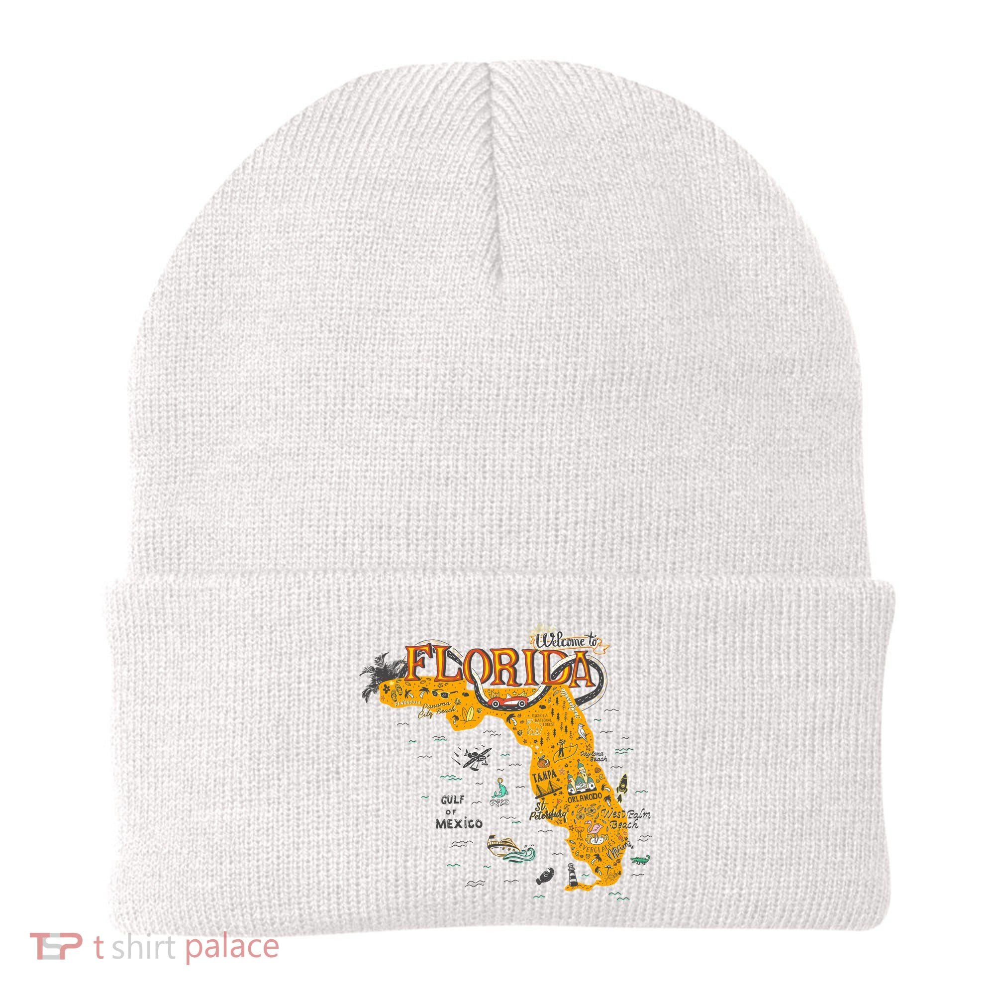 Welcome To Florida Cool Tourist Map Beanie