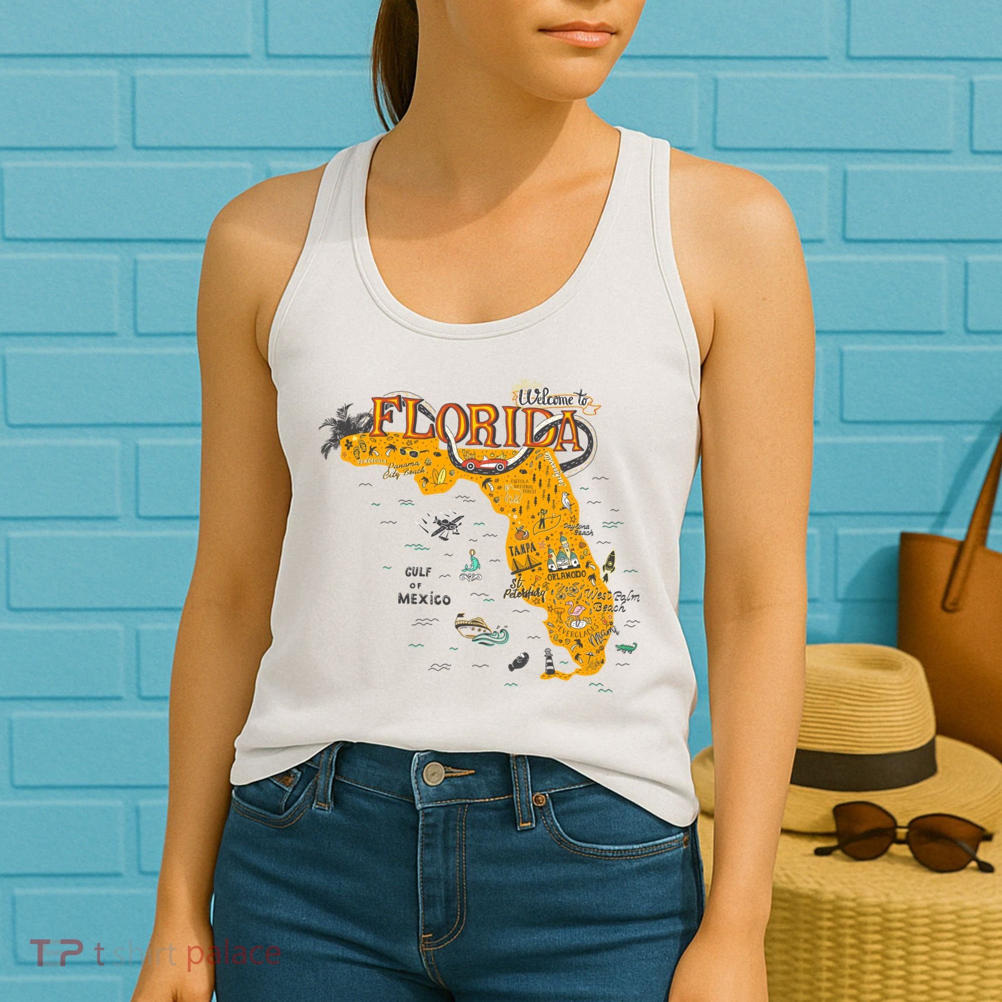Welcome To Florida Cool Tourist Map Women's Tank Top
