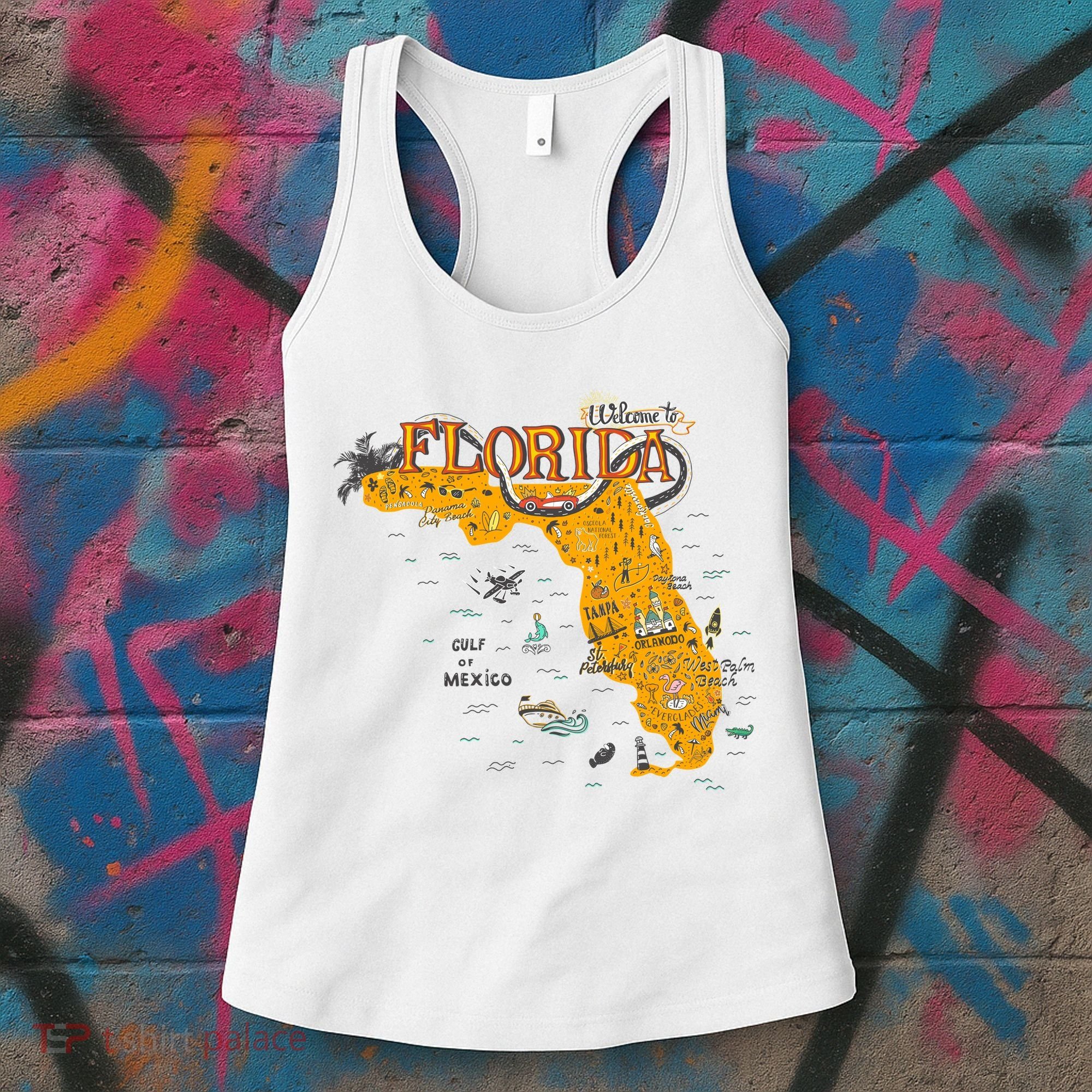 Welcome To Florida Cool Tourist Map Women's Tank Top